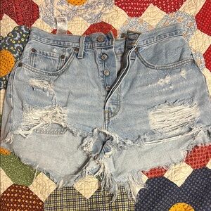 Levi's Blue Distressed Jean Shorts Vintage Style